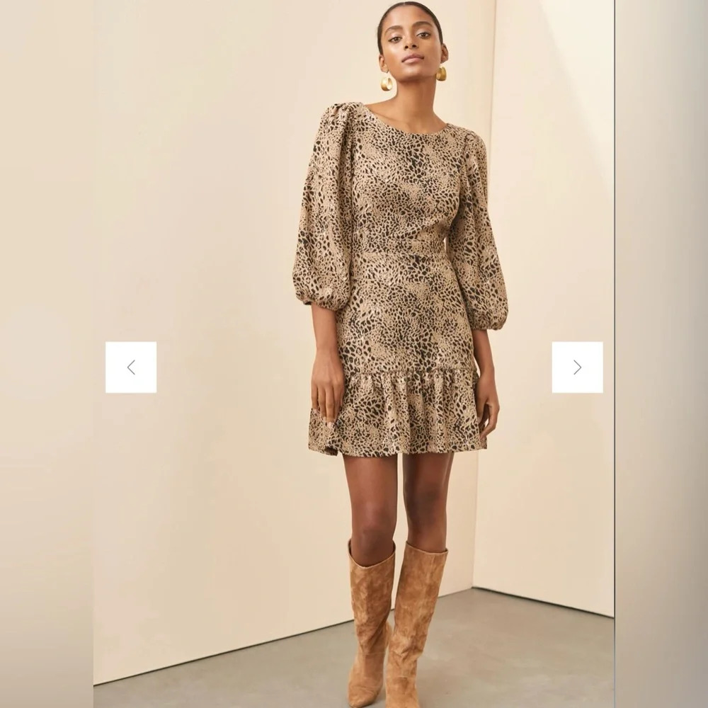 Anthropologie Maeve Animal Print Knit Cut Out Mini Dress. NWT Size US 14 - Picture 3 of 15